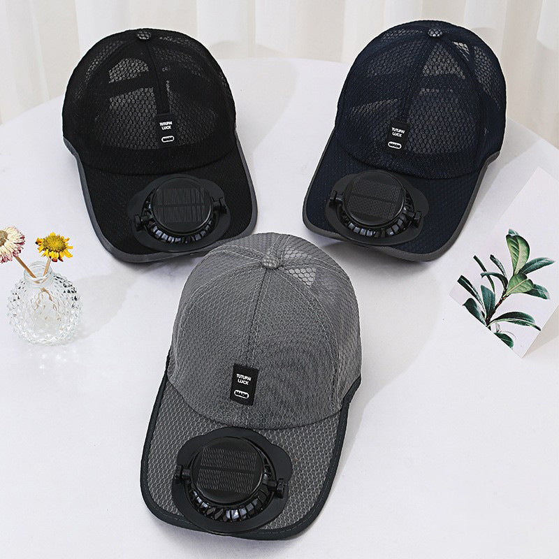 Breathable Mesh Cap With A Solar-powered Fan
