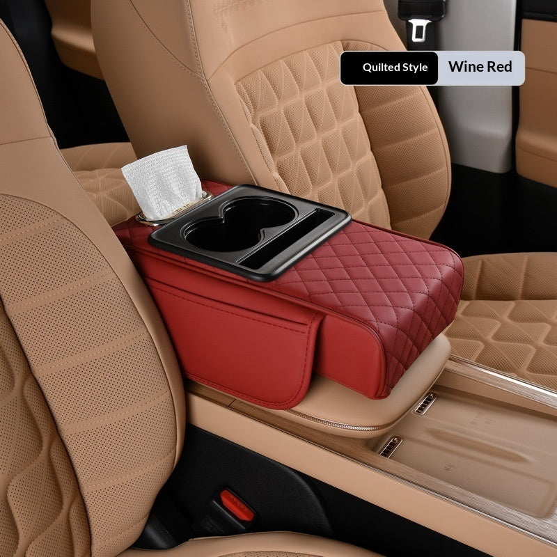 Car Armrest Box Booster Mat, Car Center Armrest Box Mat, Tissue Box Storage Bag, Cup Holder, Four-in-one