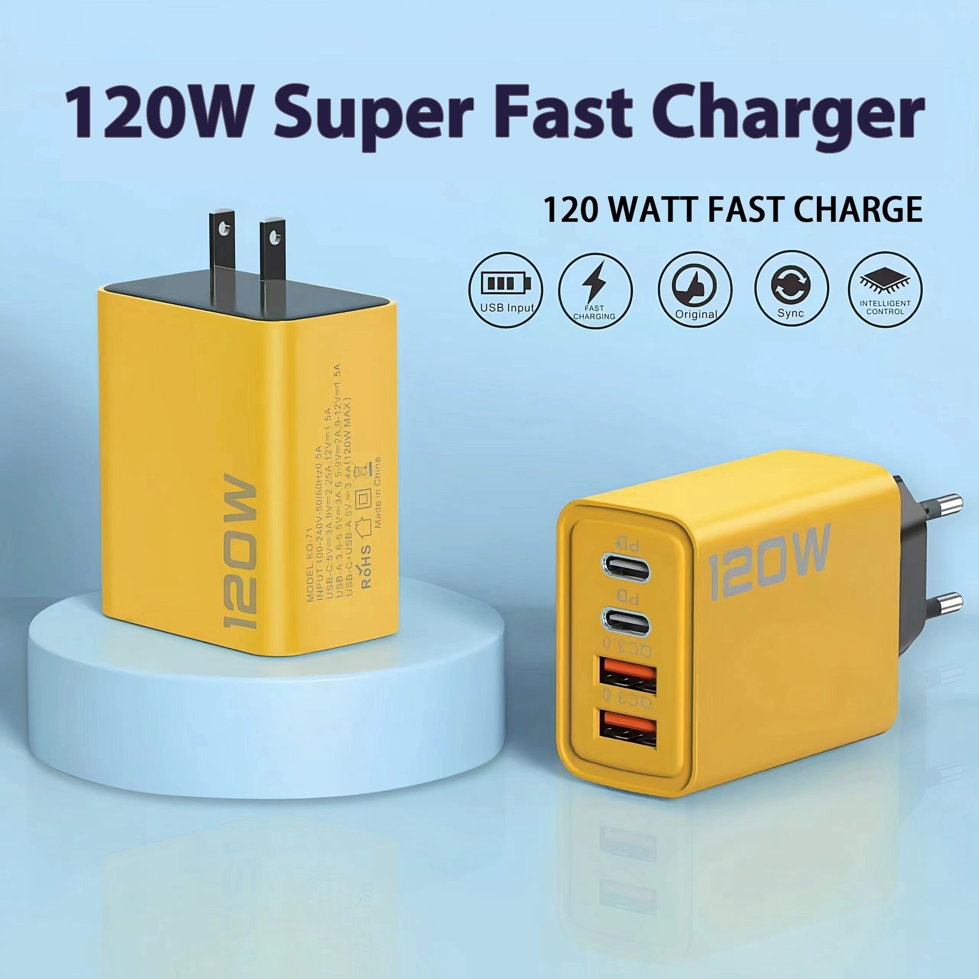 120W Smart Phone Fast Charge Charger Multi-port