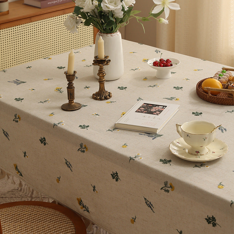 Linen Embroidery Coffee Table Cover Cloth