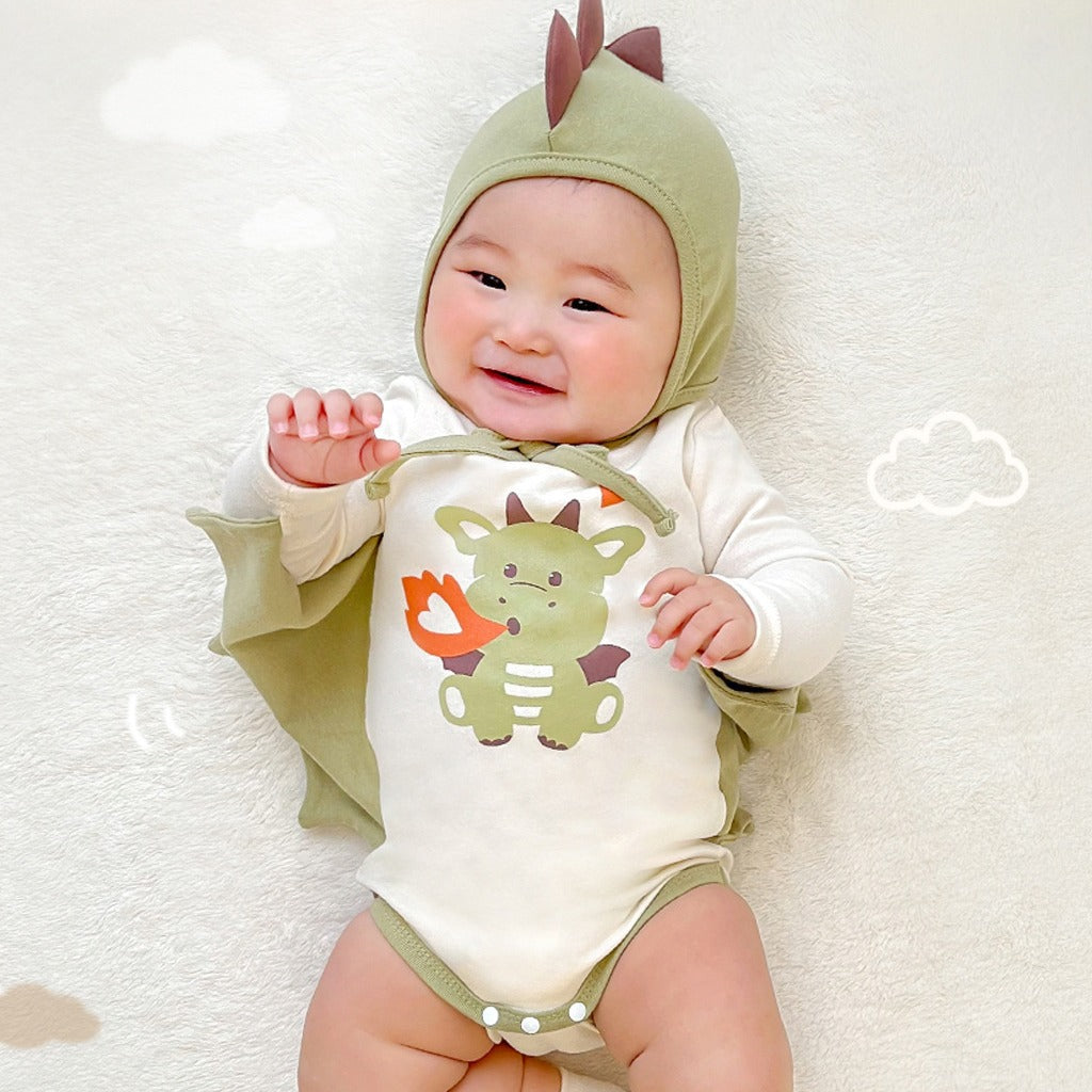 Ins Style Fire-breathing Dragon Printing Modeling Romper Baby Rompers