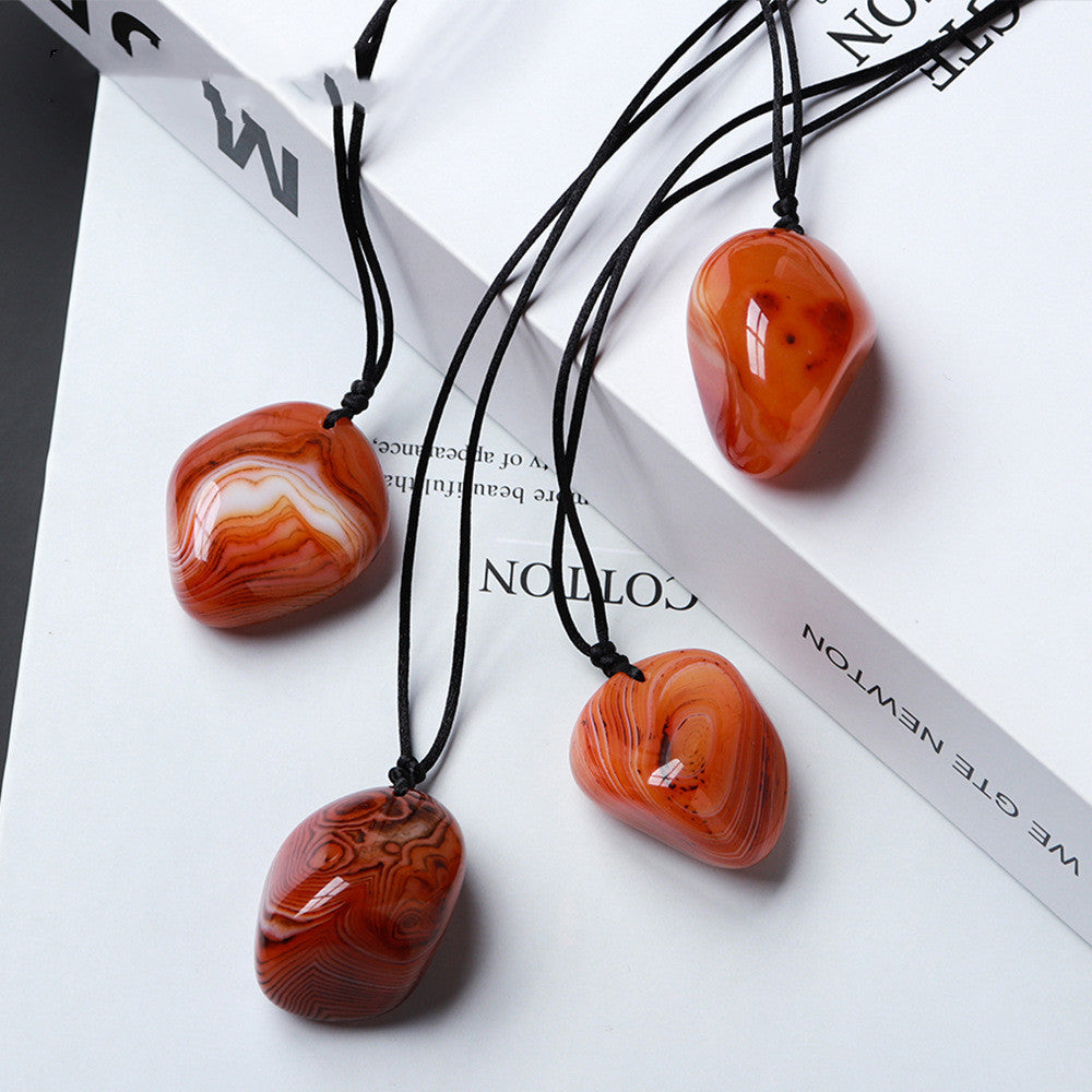 Natural Crystal Entwined Agate Raw Stone Polished Necklace