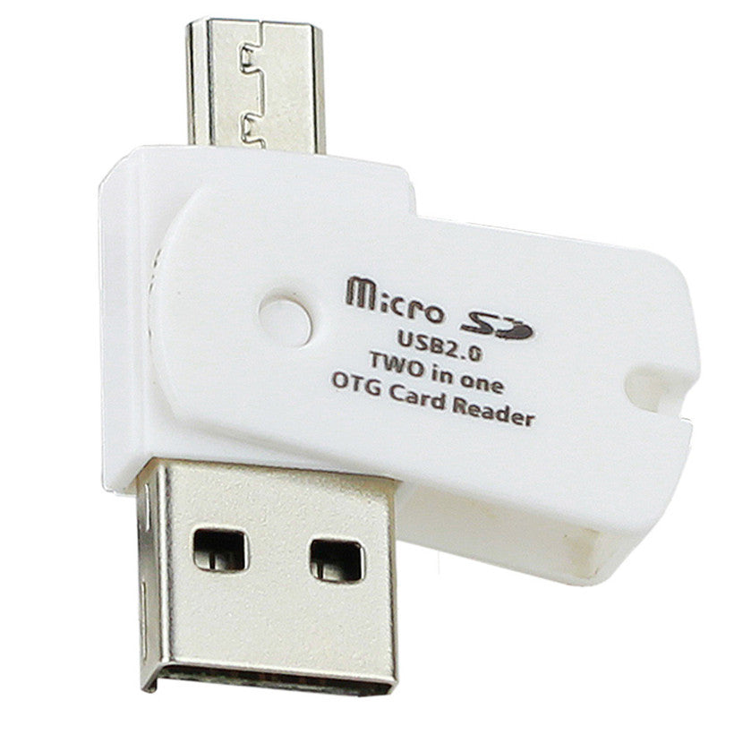 Rotating USB2.0 TF Card Reader 2-in-1 Micro Usb Android Phone OTG Card Reader