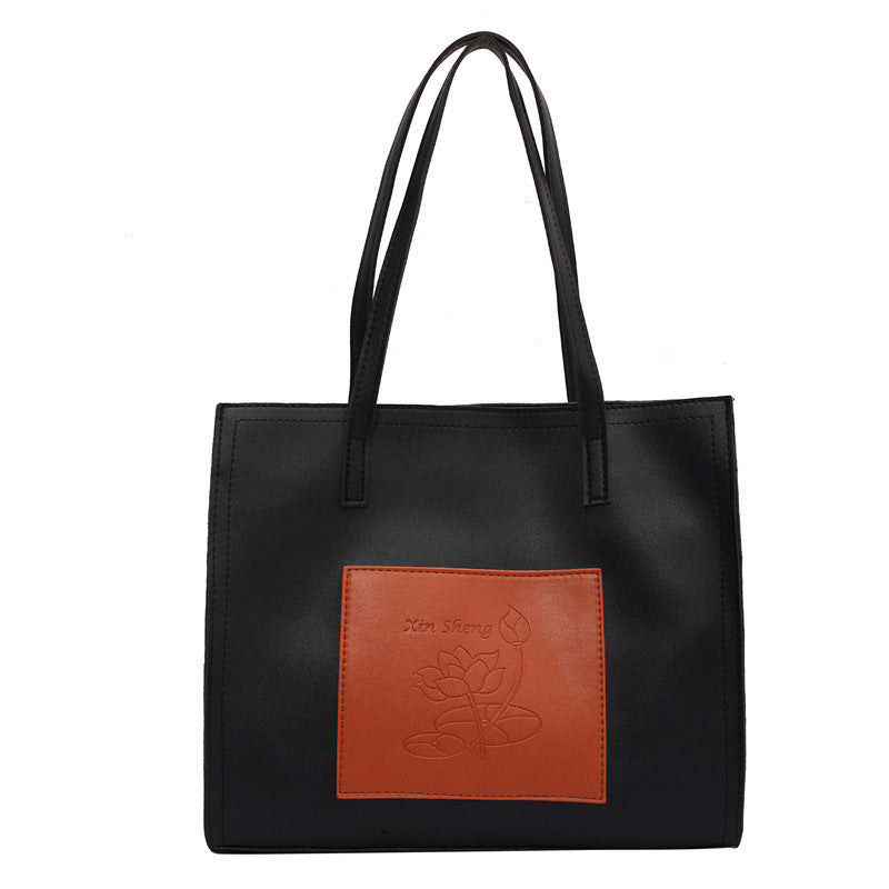 Contrast Color Tote Bag Large Capacity Casual Temperament
