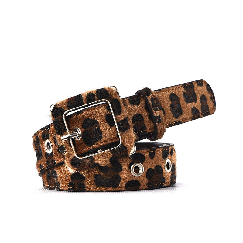 Ceinture léopard à la mode pour femme avec boucle ardillon décorative