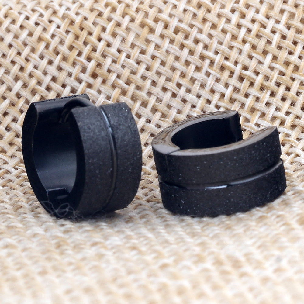 Titanium Steel Double Row Frosted Stainless Steel Earrings