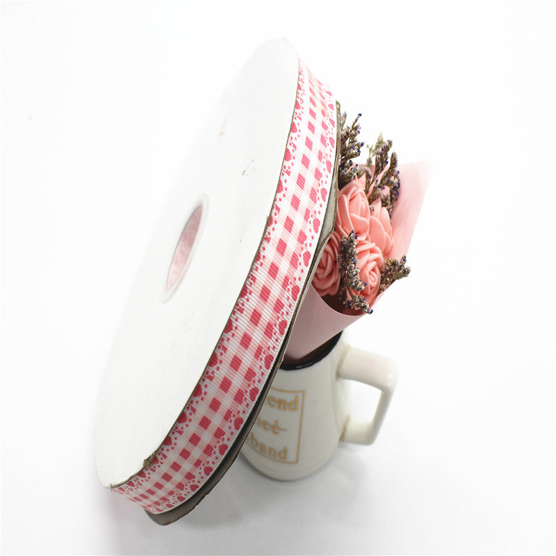 Plaid Two-color Printing Thread Belt Fabric Bow Handmade Hair Accessories DIY Ribbon