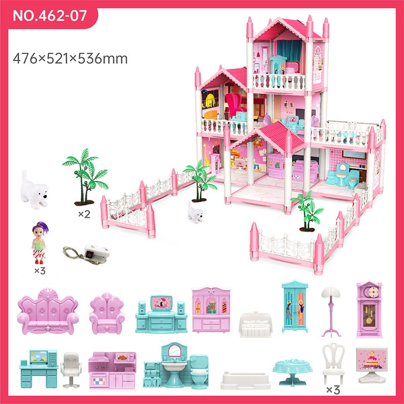 Girl Play House Assemble Diy Toy Cottage Villa Castle Model