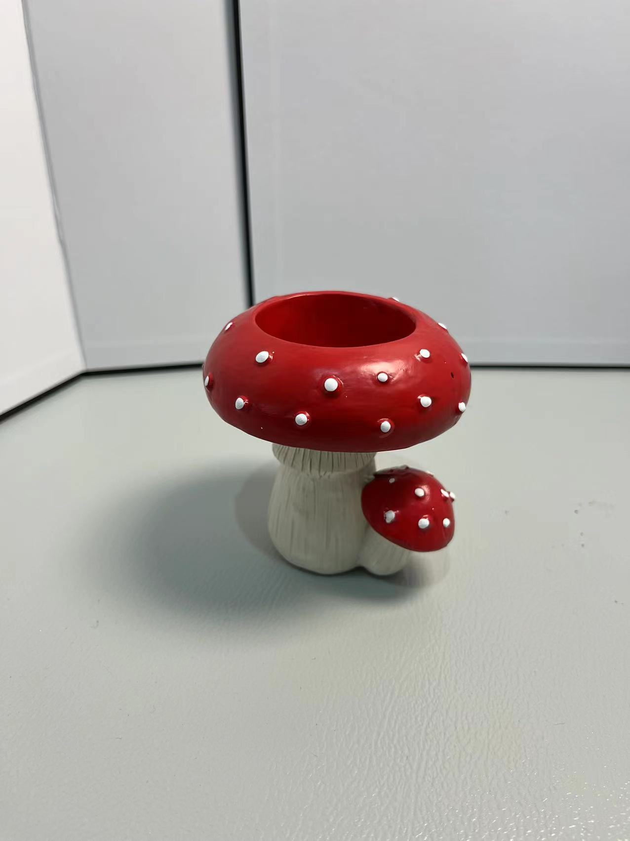 Simulation Small Mushroom Home Decorative Candlestick Resin Craft Ornament