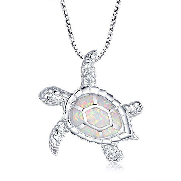 Women's European And American Fashion Blue Opal Turtle Necklace