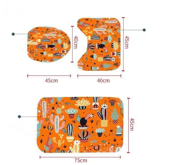 3D Printing Digital Printing Flower Bathroom Four-piece Set