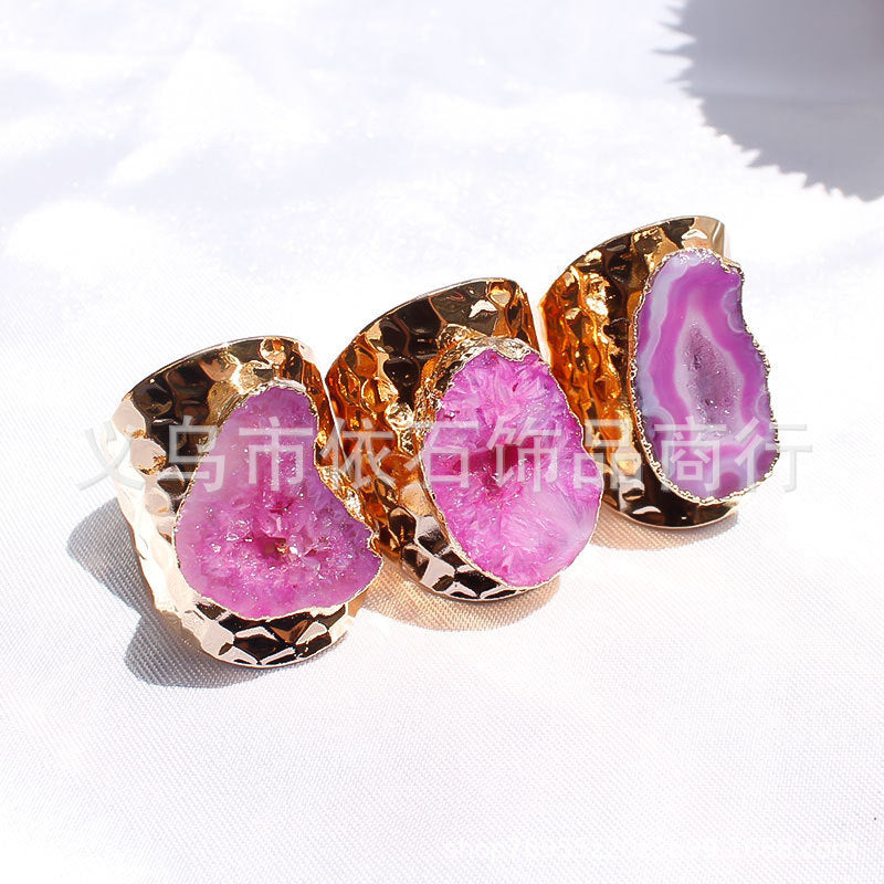 Natural Agate Crystal Hole Ring Natural Stone Rough Stone Slice