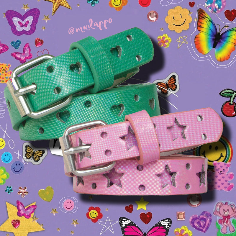 Ceinture en forme de cœur évidé à étoile à cinq branches couleur bonbon