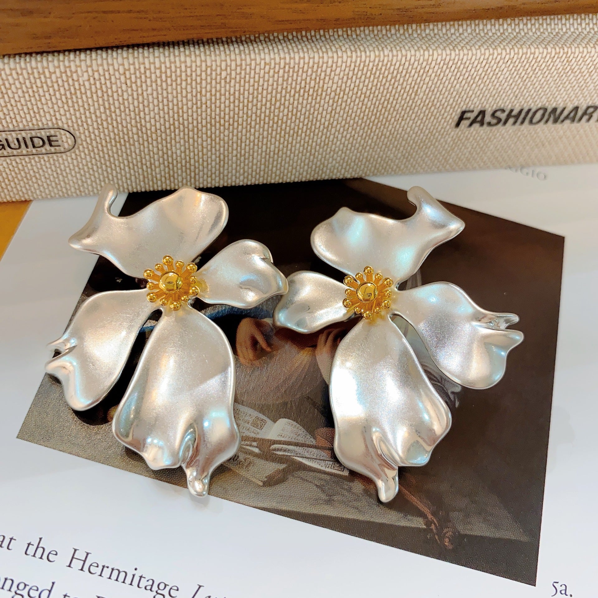 Metal Petals Irregular Generous Earrings