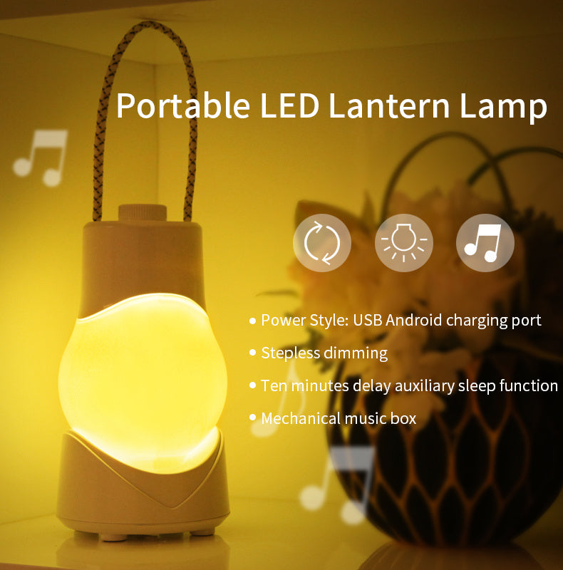 Portable Night Lamp Rechargeable Battery Intelligent Table Lamp Timing Switch Bedroom Bedside Warm Light Creative Eight-tone Box Lamp