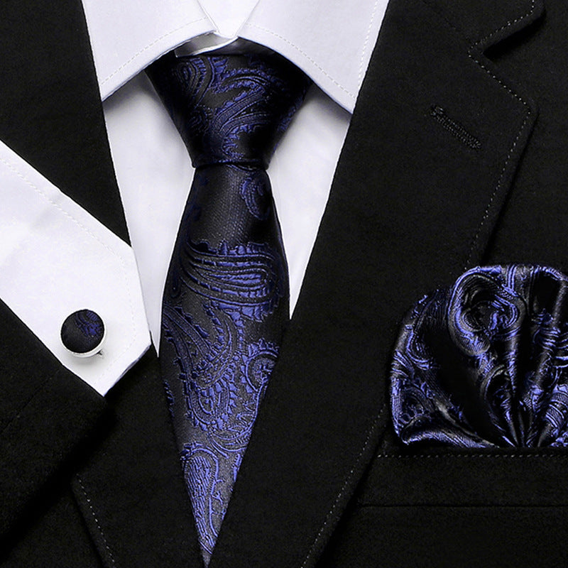 Men's Fashion Simple Cashew Flower Tie Three Pieces Set