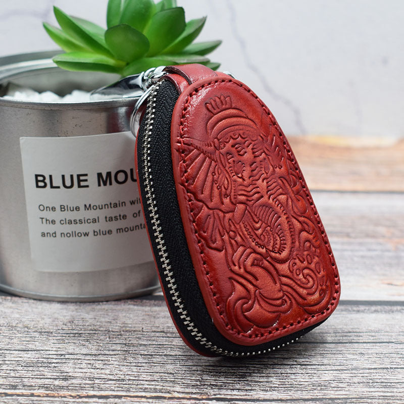 Tree Cream Leather Key Case Waist Hanging Casual Retro