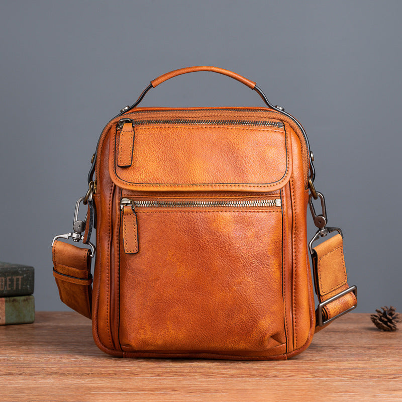 Cowhide Retro Casual Men's Messenger Bag
