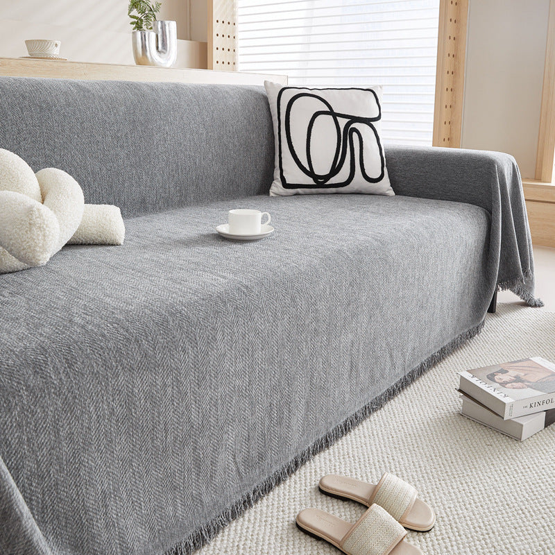Herringbone Pattern Anti-scratching Four Seasons Universal Sofa Cover Cloth