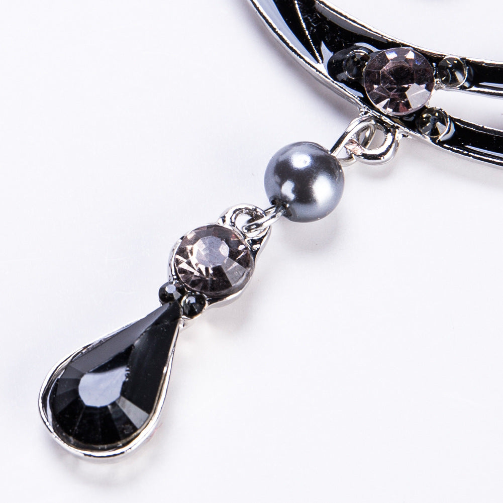 Exaggerated Temperament Drop Oil Diamond Earrings Moon