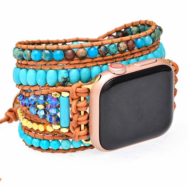 Fashion Natural Stone Woven Strap Bracelet