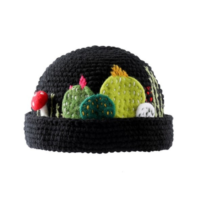Hand-knitted Beanie With A Succulent Plant Design