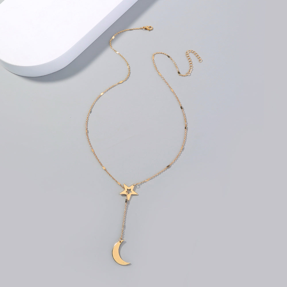 Hot selling net red star moon Y-shaped necklace in Europe and America