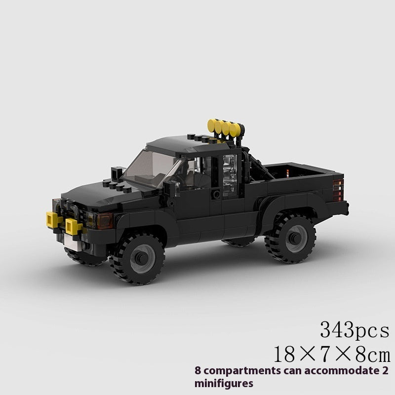 Small Particle Hilux Off-road Vehicle Pickup Truck Moc Puzzle Assembly