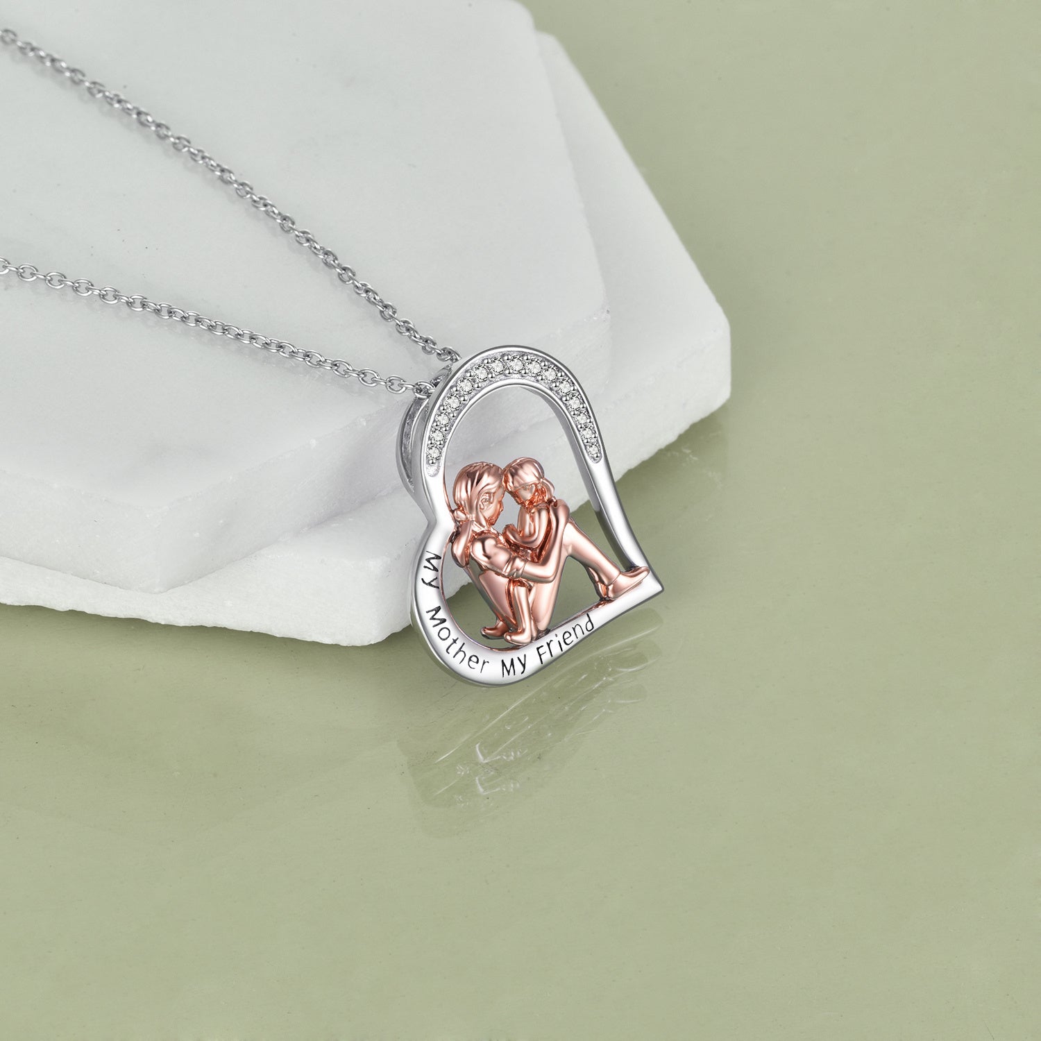 Collier Mère Fille en Argent Sterling 925 Gravé "My Mother My Friend" Bijou Cadeau Fête des Mères Anniversaire pour Maman de la part de sa Fille