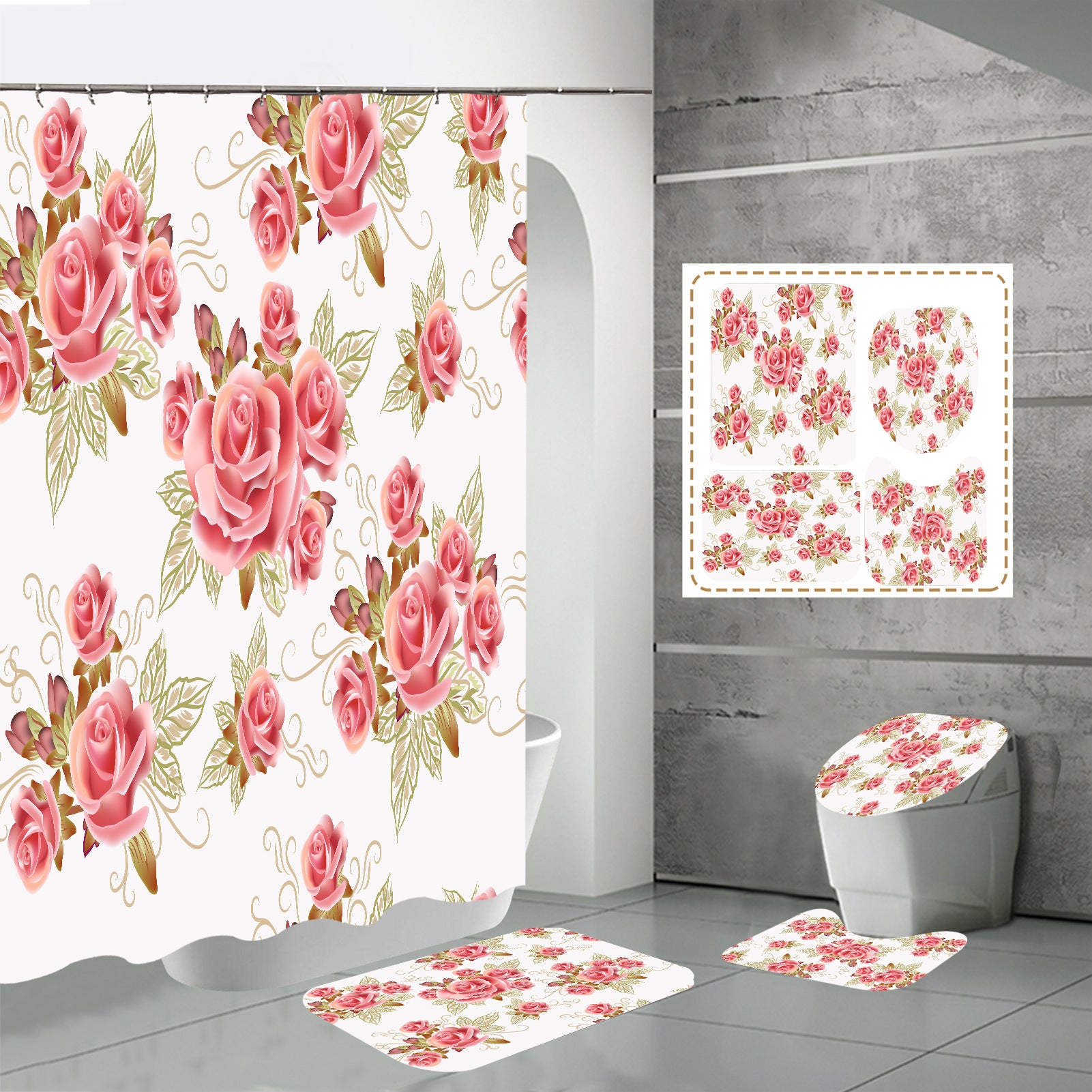 3D HD Digital Printing Bathroom Shower Curtain