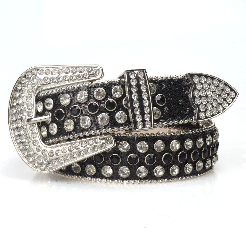 Ceinture pour femmes, boucle ardillon, strass, extension