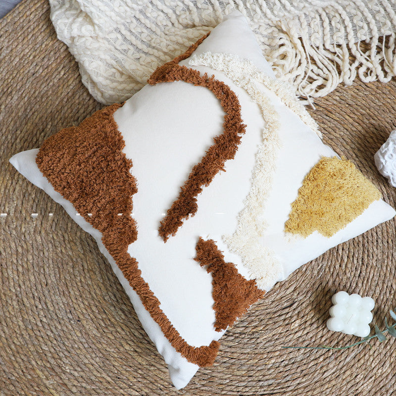 Contrasting Color Art Tufted Pillow Pillow