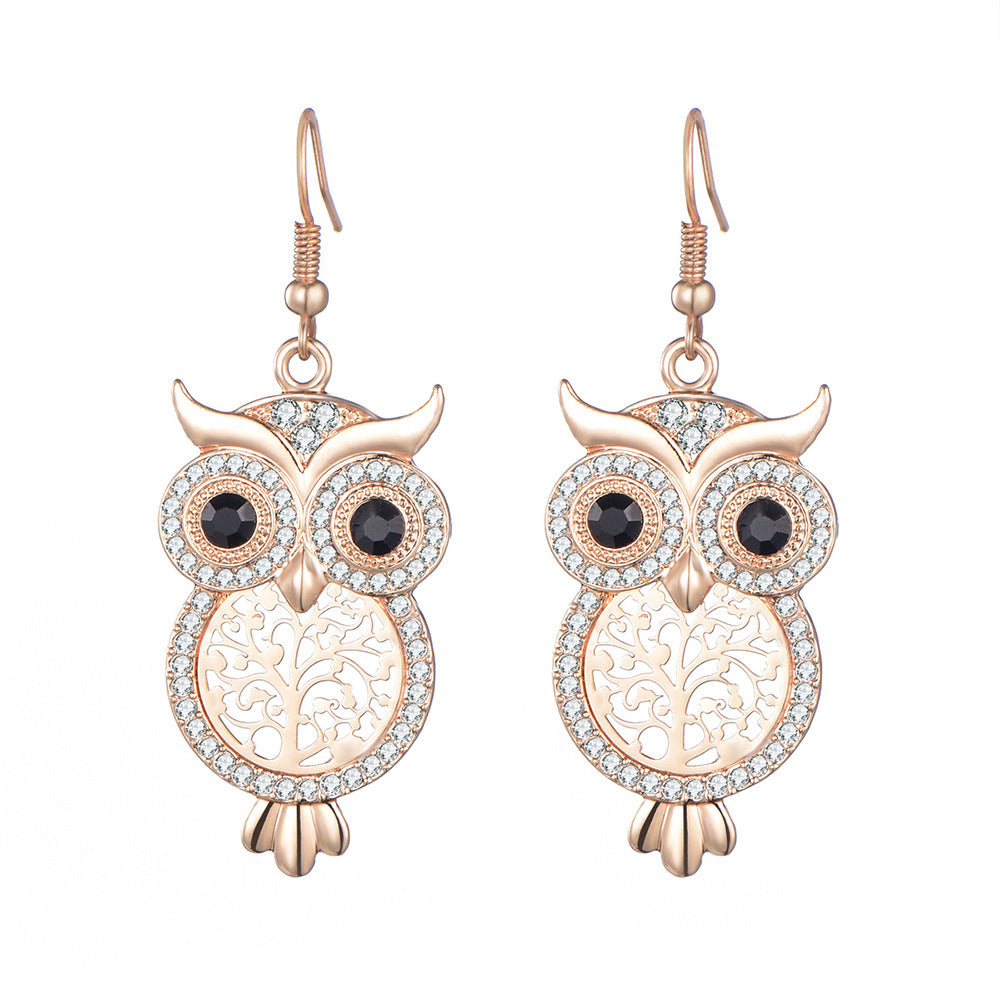 Fashion Personality Owl Ear Hook Punk Opal Earrings Alloy Earrings