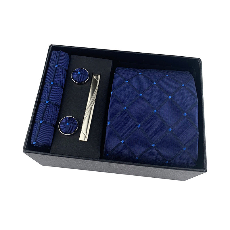 Paisley Men's Tie Square Cuff Tie Clip Gift Set Business Casual Tie Black Gift Box