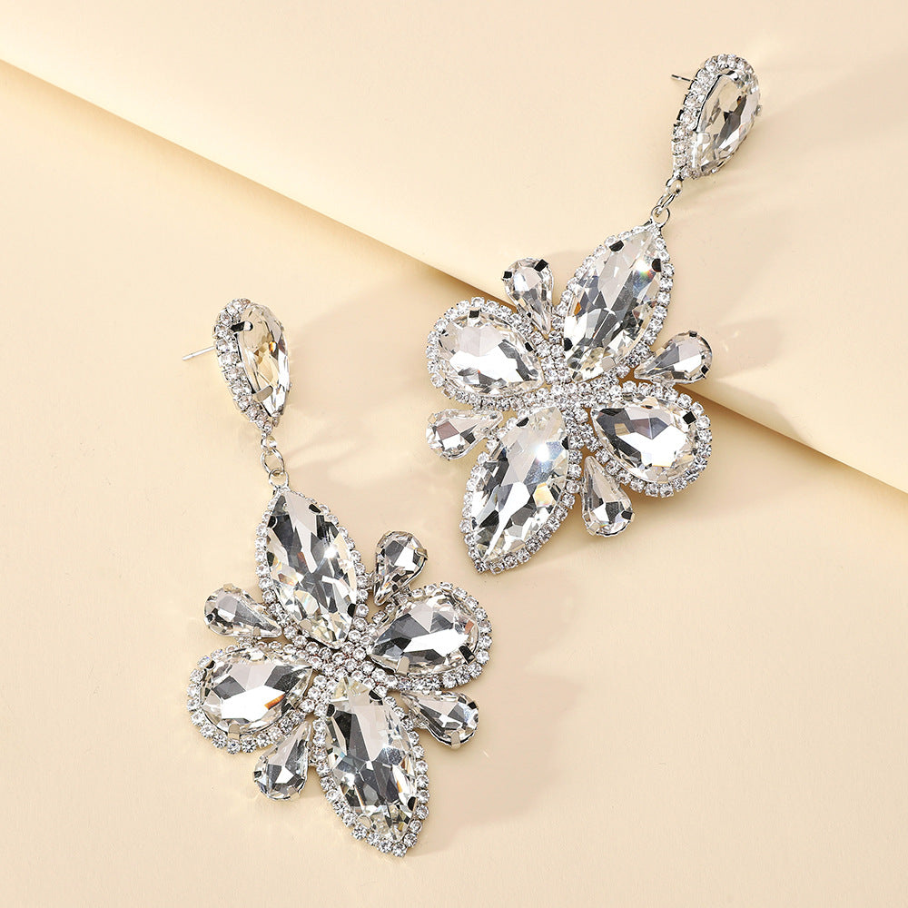 Exaggerated Geometry Shiny Glass Long Large Earrings Personality Retro Design