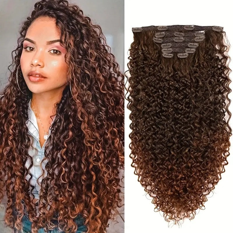 Synthetic Hair Curler Type Hair Extension Hair Curler Type Full Head Wig Women's Black Brown Hair