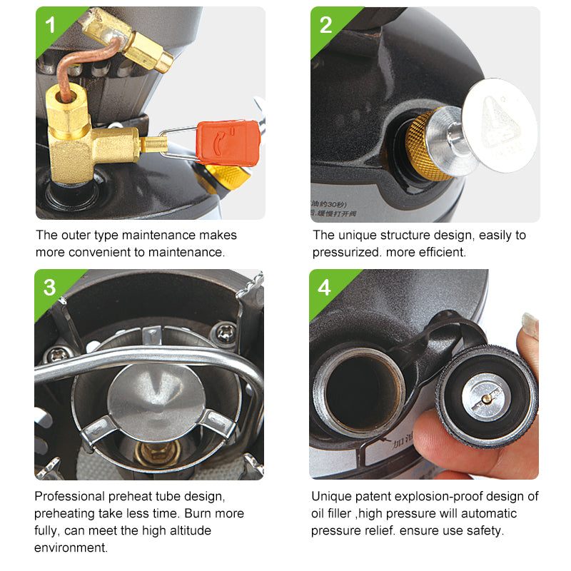 Cuisinière à essence de camping portable robuste pour équipe d'alpinisme