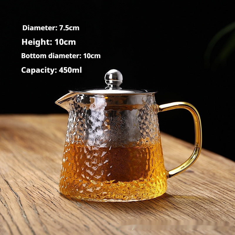 Théière en Verre Ultra Épais Infuseur à Thé Grande Taille Transparent Filtre en Acier Inoxydable Fleurs et Plantes Résistantes à la Chaleur