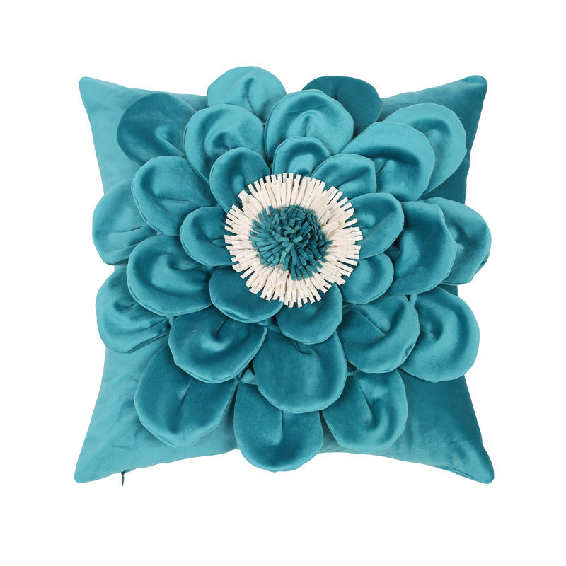 Flower Three-dimensional Embroidered Flannel Pillowcase