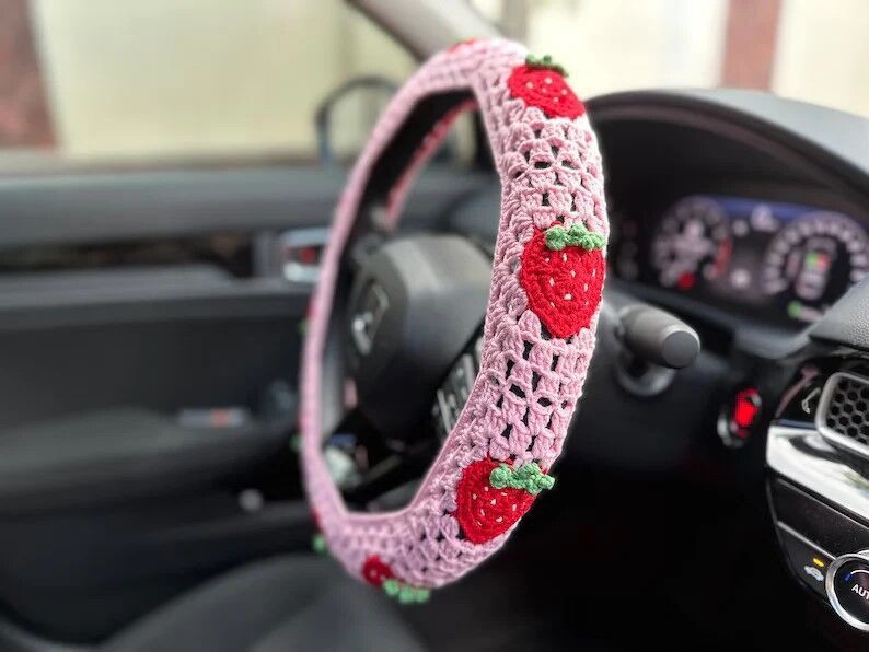Car Interior Hand-crocheted Flower Steering Wheel Warm Non-slip Cover