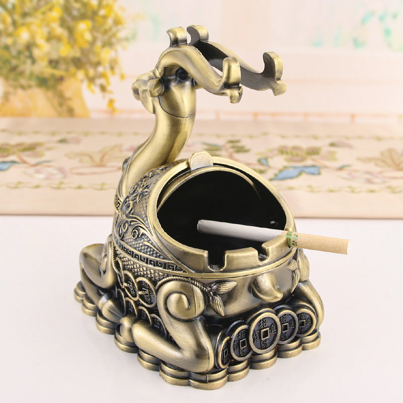 Creative 5D Money Deer Metal Ashtray Household Seal With Cover