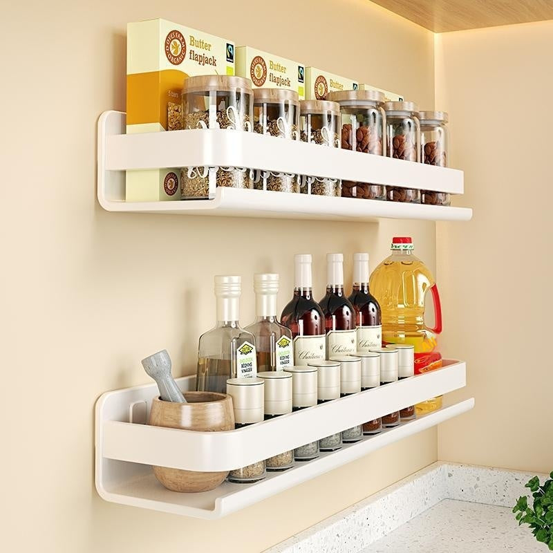 Milk White Kitchen Rack Seasoning Rack Punch-free Wall Hanging