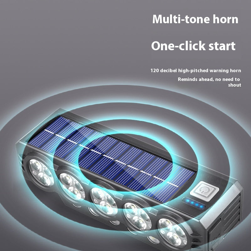 Solar Bike Riding Light With Horn