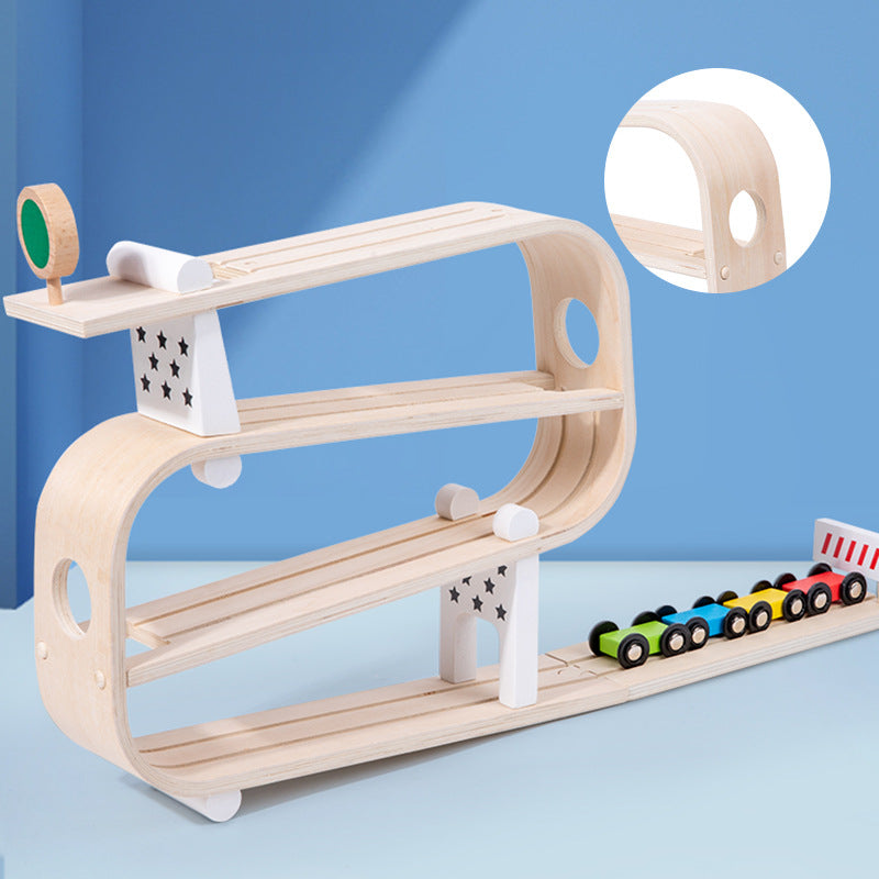 Children's Wooden Rapid Gliding Car Track Baby Car Educational Toys