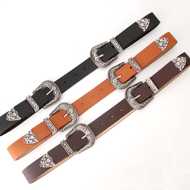 Double head carved ladies belt