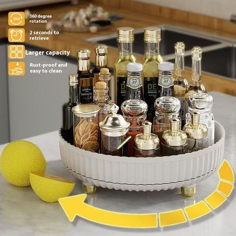 Kitchen Spice Rack Storage Box Rotating Table Multi-function