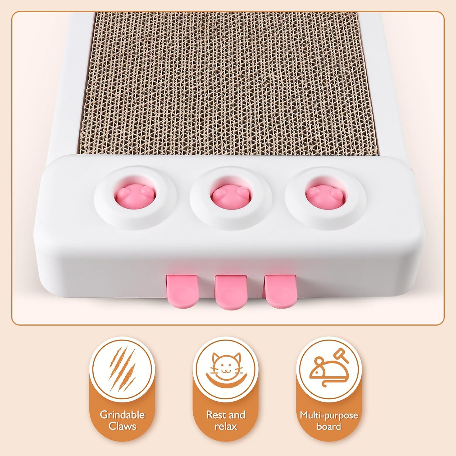 Jouet Distributeur de Croquettes Interactif pour Chats, Tapis Griffoir en Carton pour Chats d'Intérieur, Jouets d'Enrichissement pour Chats