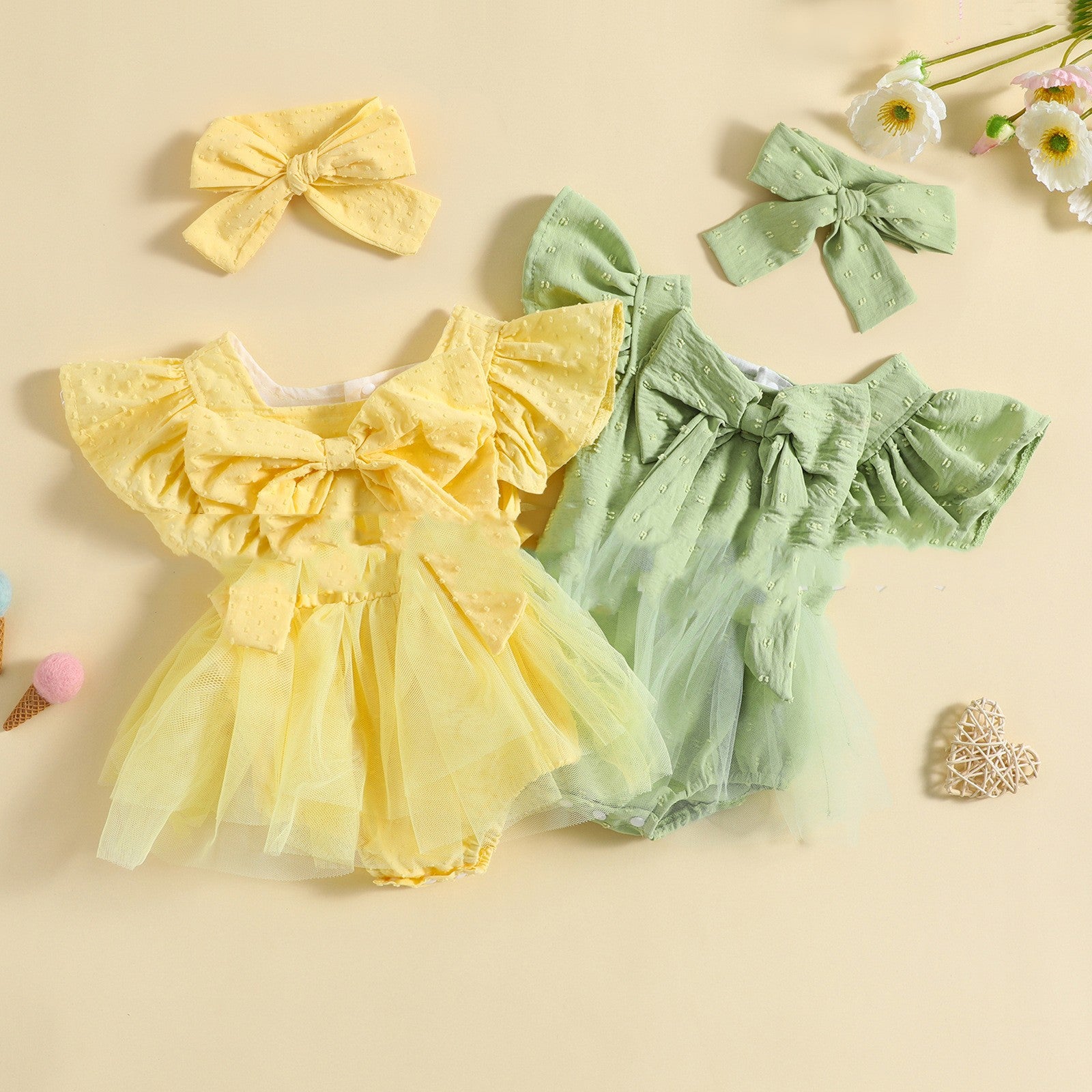 Girls' Casual Jumpsuit Big Bow Stitching Dress