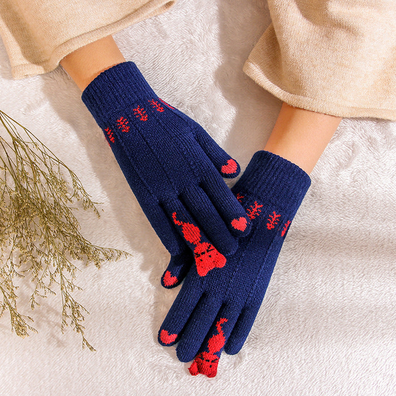 Fawn knit gloves cold warm touch screen wool gloves