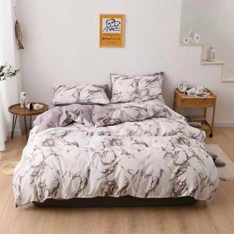Three sets of textured stone quilt cover and pillowcase